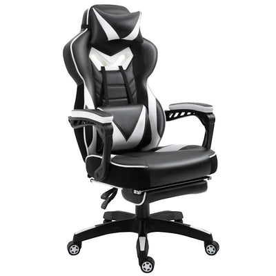 Maplin Ergonomic Racing Adjustable Reclining Gaming Office Chair with Headrest, Lumbar Support & Retractable Footrest - maplin.co.uk